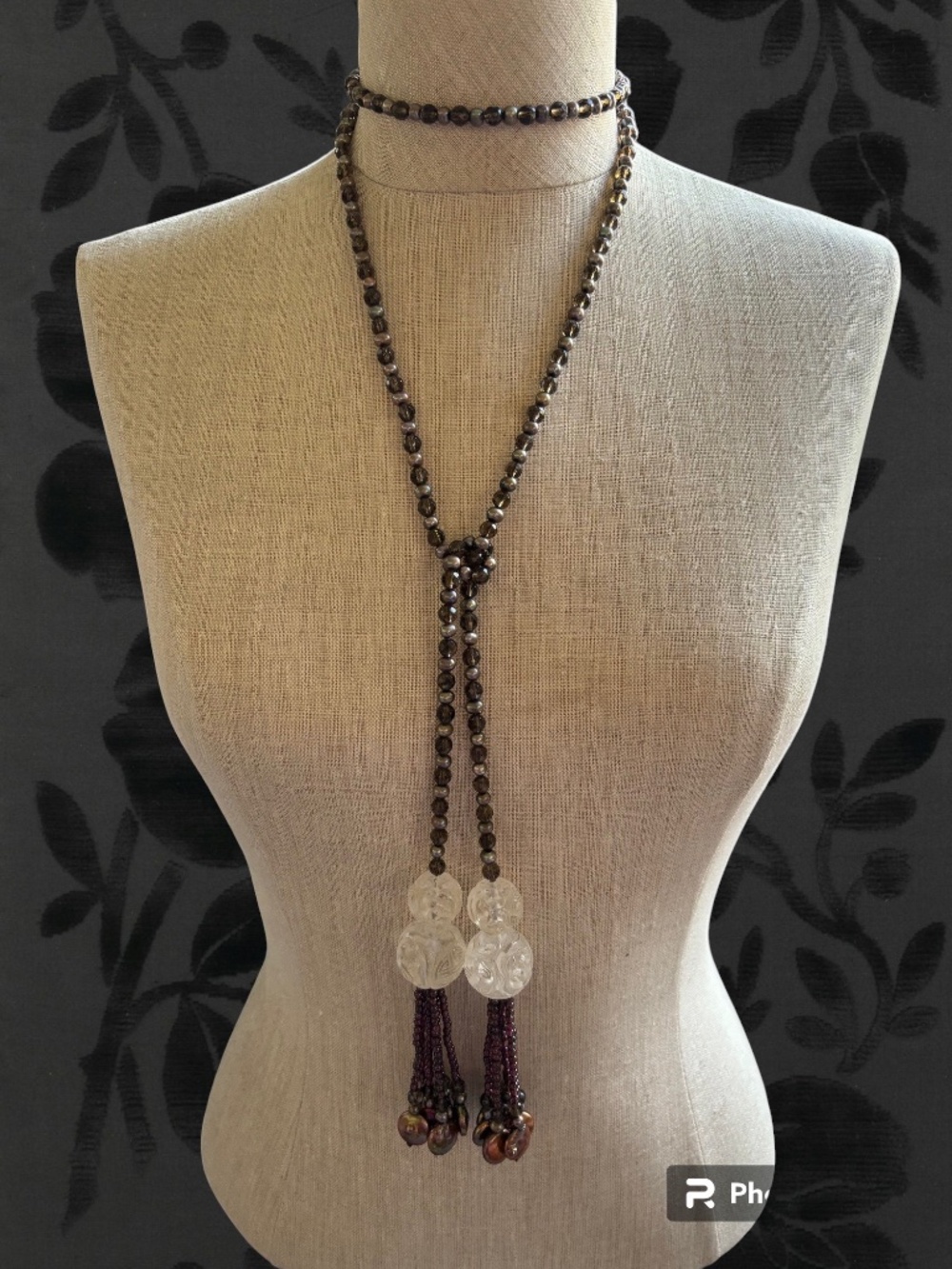Pearl, Gemstone & Crystal Lariat Statement Necklace